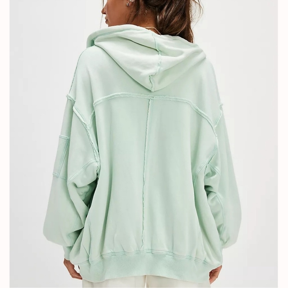 We The Free Mint Green Oversized Zip-Up Hoodie - Picture 3 of 9